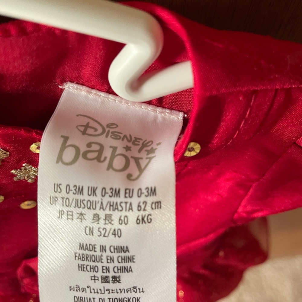 Disney baby red holiday dress size 0-3 months. Comes with diaper cover/red bow - Picture 3 of 3